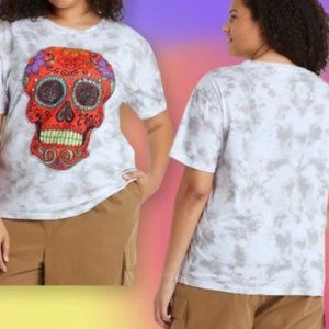 NWOT Sugar Skull Tie-Dye Graphic Tee Size XXL